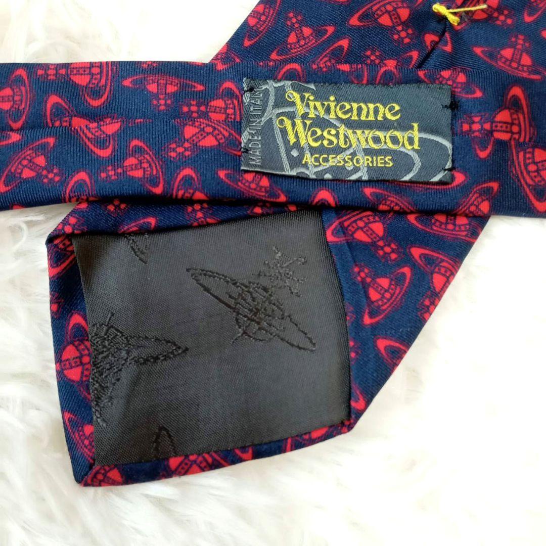 【極美品】Vivienne Westwood 　ネクタイ　オーブ総柄　ネイビー