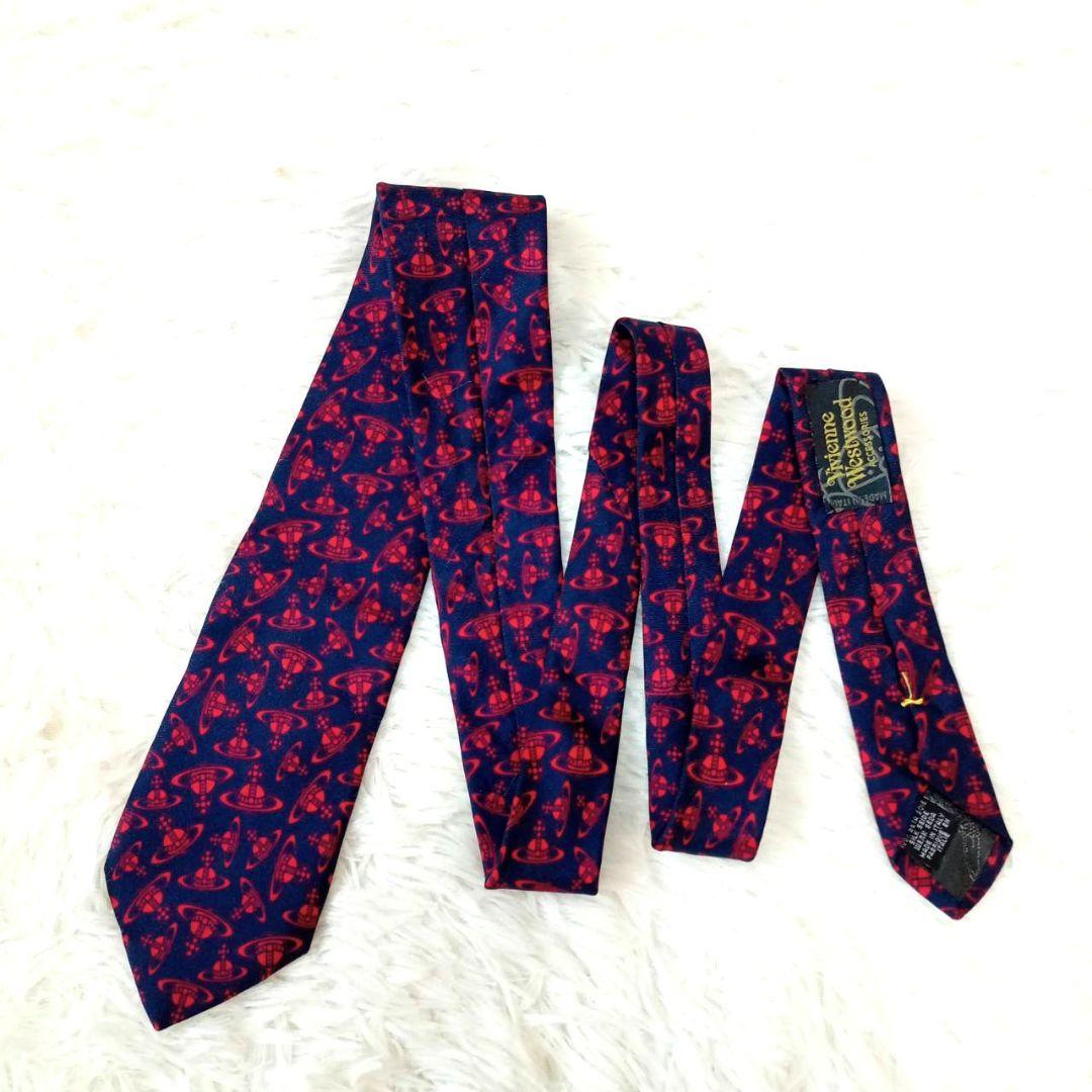 【極美品】Vivienne Westwood 　ネクタイ　オーブ総柄　ネイビー