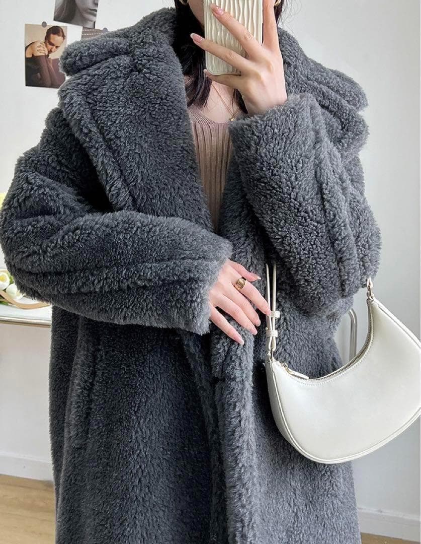 新品未使用 ベアロングコート テディコート グレー