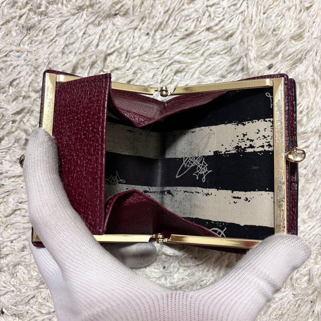 【美品】ヴィヴィアン ウエストウッド がま口 コンパクト 財布 ワインレッド