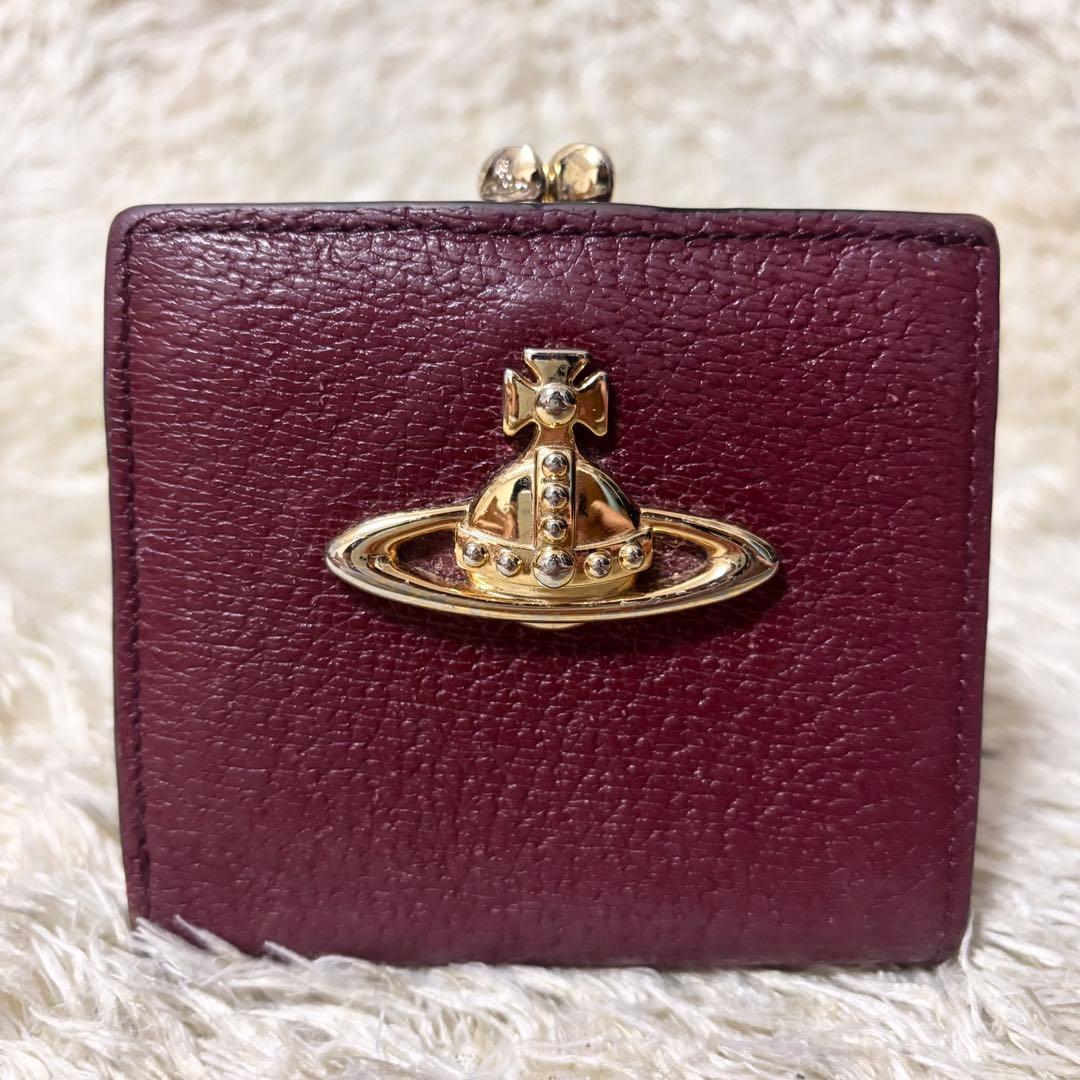 【美品】ヴィヴィアン ウエストウッド がま口 コンパクト 財布 ワインレッド