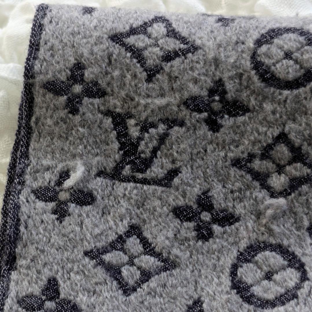 ルイヴィトン エシャルプ モノグラム クラシック マフラー グレー系 コットン