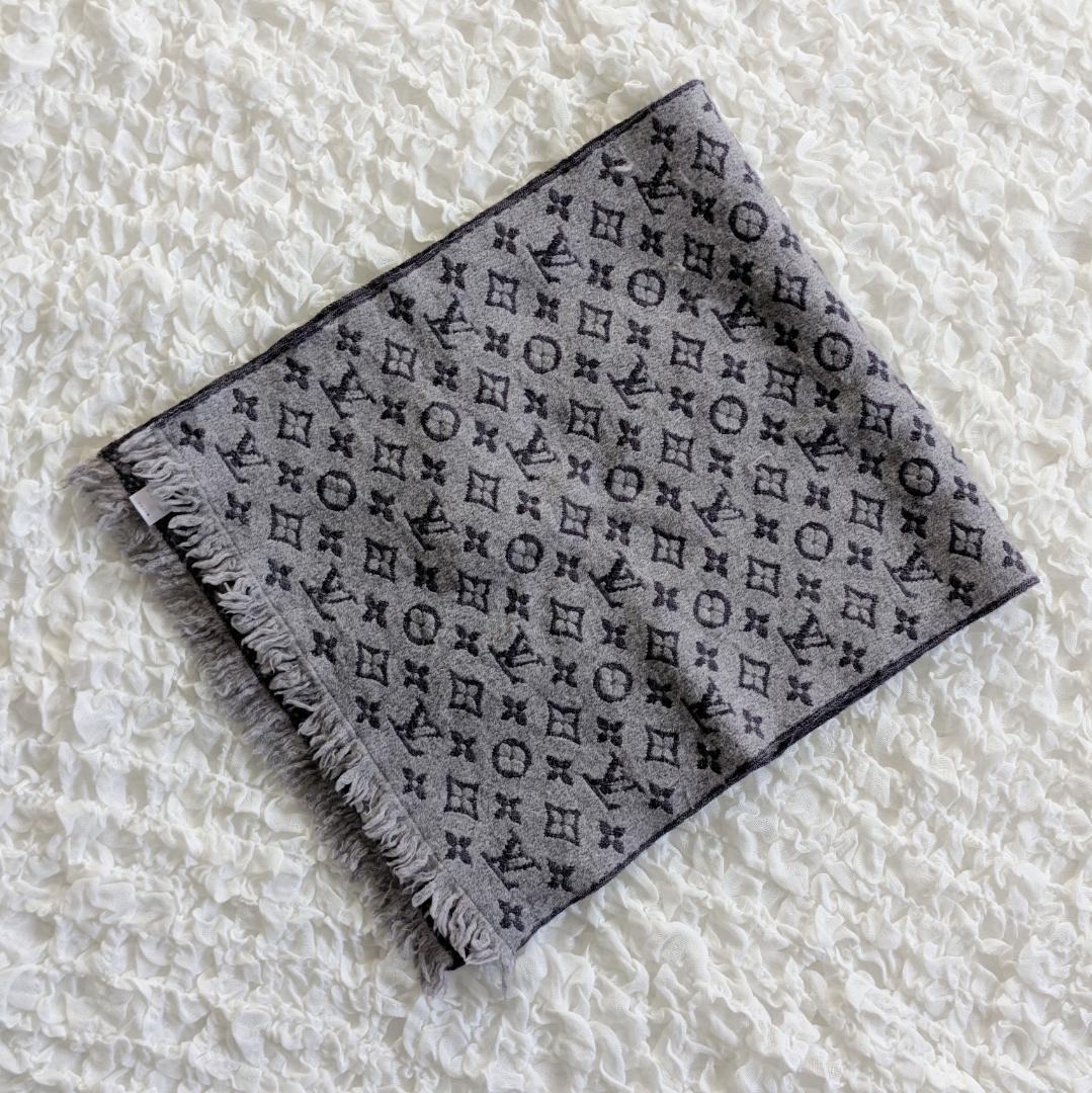 ルイヴィトン エシャルプ モノグラム クラシック マフラー グレー系 コットン