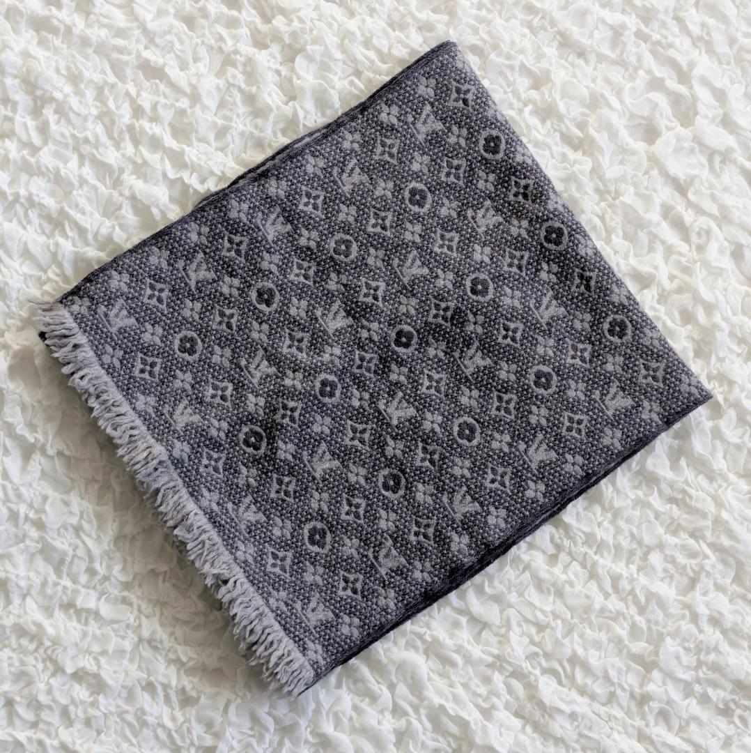 ルイヴィトン エシャルプ モノグラム クラシック マフラー グレー系 コットン