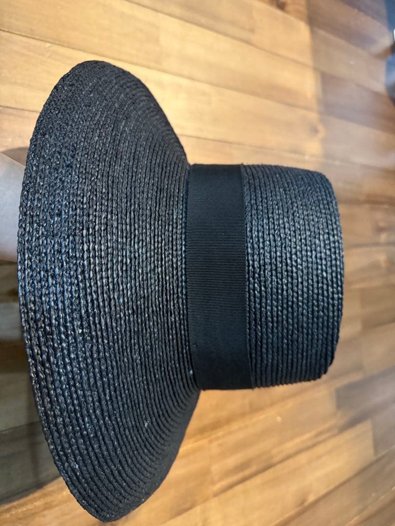 極美品　ヘレンカミンスキー　ラフィア　麦わら帽子　黒　ブラック