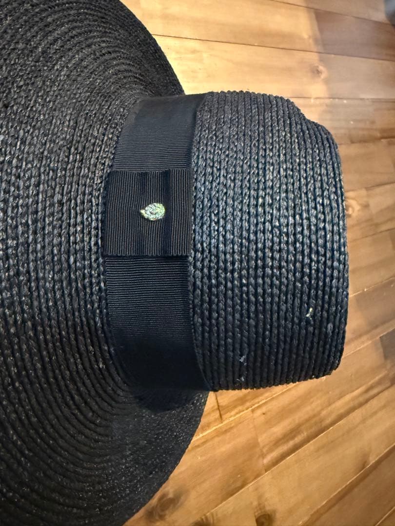 極美品　ヘレンカミンスキー　ラフィア　麦わら帽子　黒　ブラック