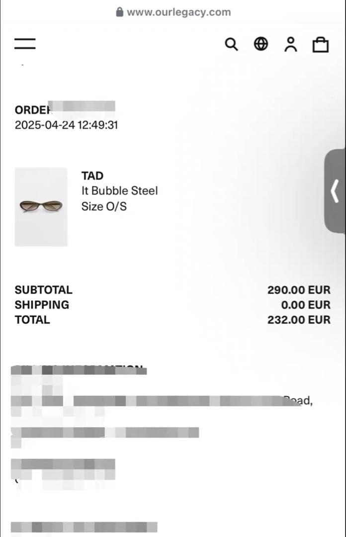 OUR LEGACY TAD SUNGLASSES メガネ　サングラス