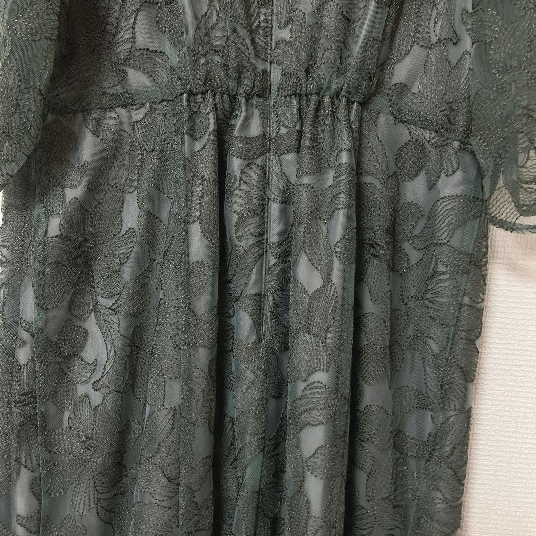 ジェロ　エメ　チュールエンブロイダリーレースパイピングパーティードレス　L