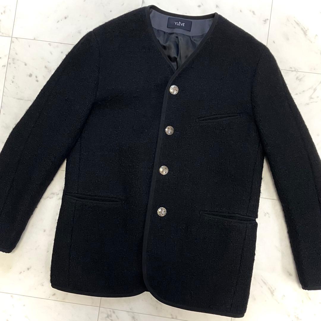 美品 イレーヴ チロリアン ツイードジャケット コンチョボタン 黒