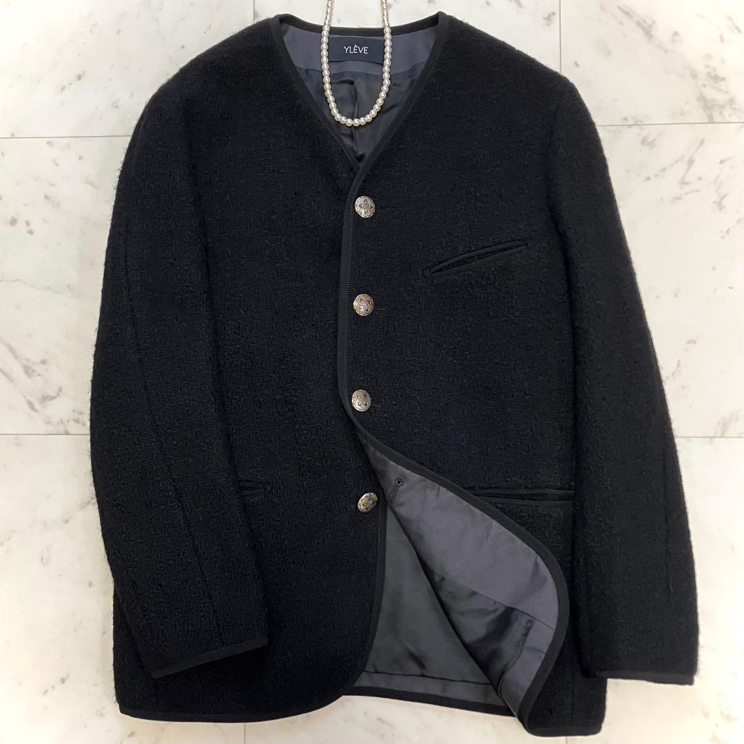 美品 イレーヴ チロリアン ツイードジャケット コンチョボタン 黒