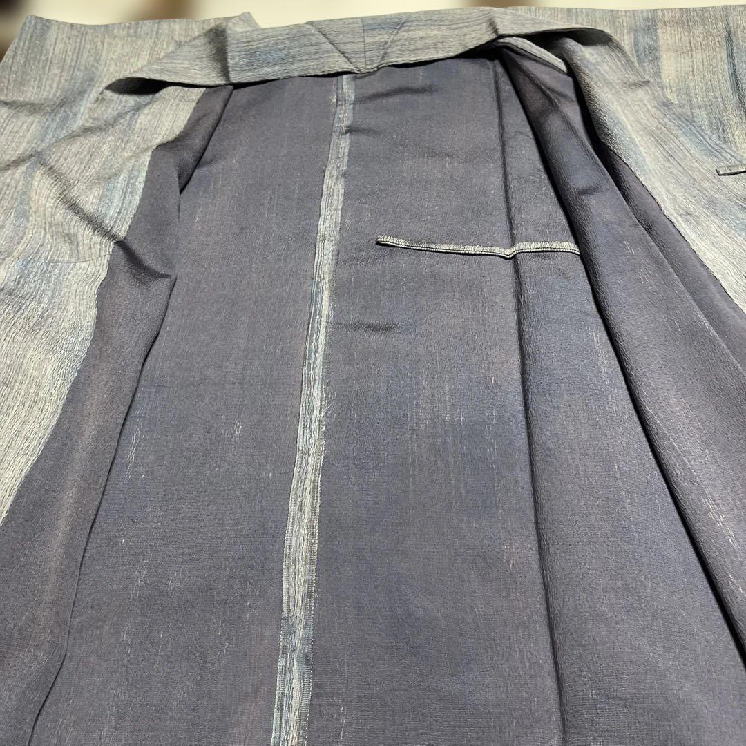 正絹単衣ロング道中着　ブルー