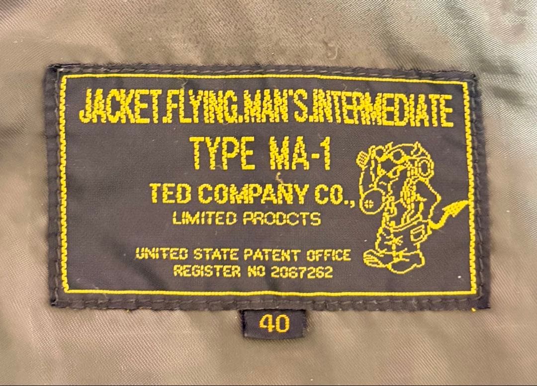 激レアTEDMAN MA-1 フライトジャケット ワッペン刺繍40 カーキ