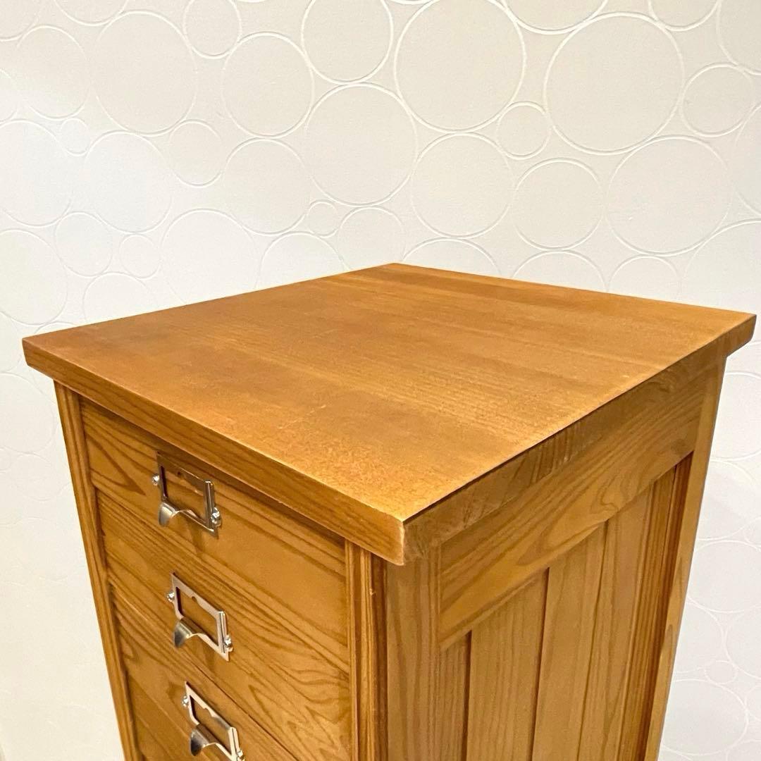 【美品】天然木 9段チェスト A4 スリム 縦型 木製収納棚 北欧 ナチュラル