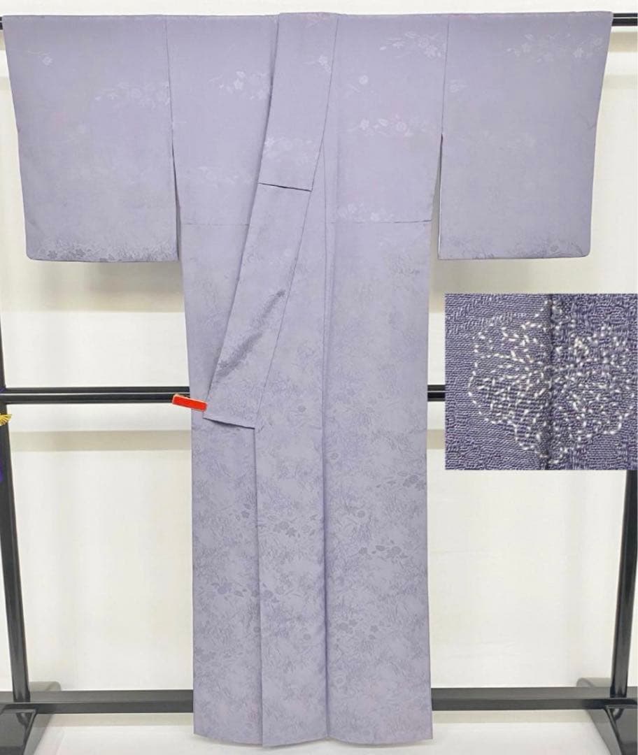 りー ☆ 断捨離中！ ☆ 東レシルック 色無地 薄紫 一つ紋
