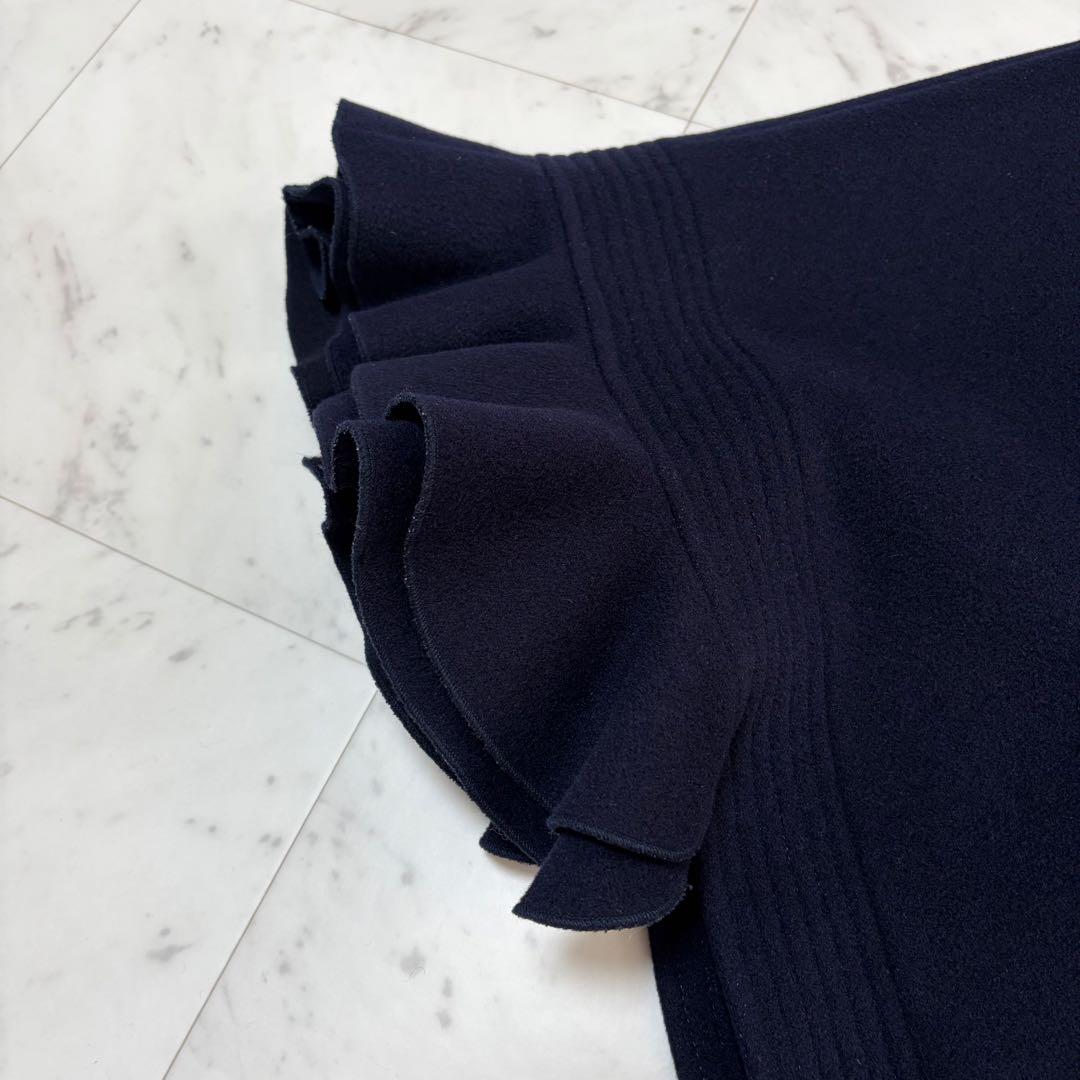 美品 Sov. ソブ アンゴラ100% ポンチョ ケープコート フリル