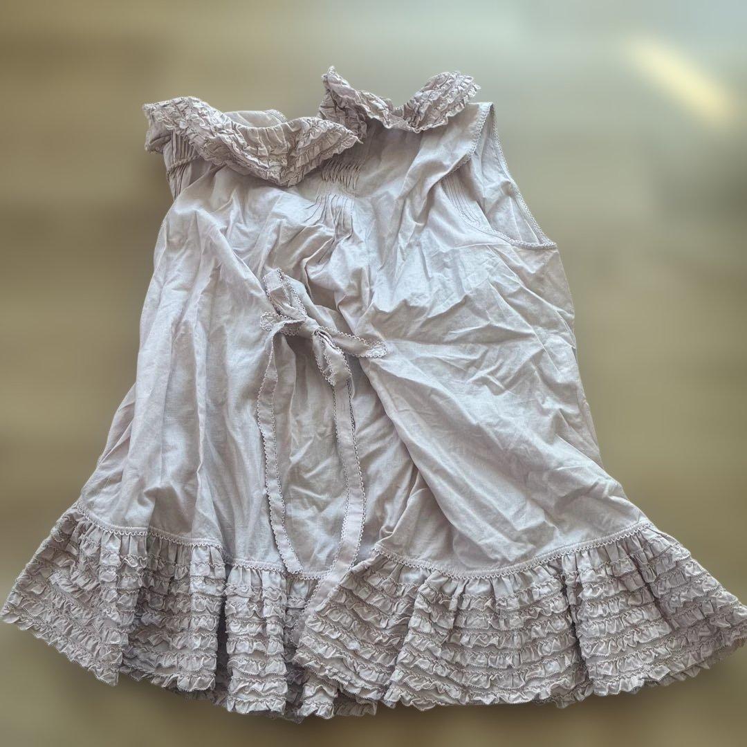 PINK HOUSE フリル付きノースリーガーディガン