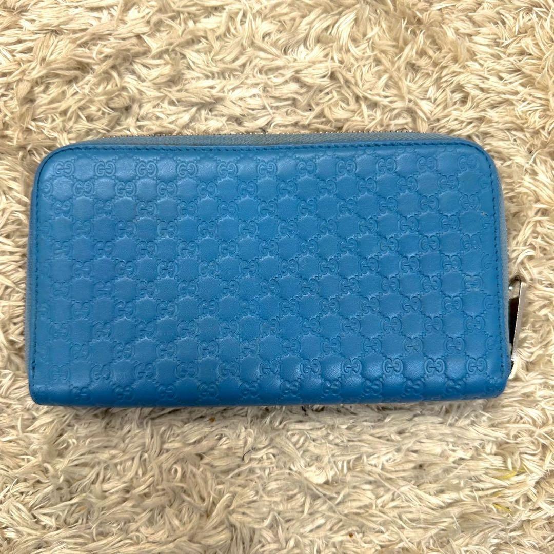 【美品】GUCCI グッチ マイクロシマレザー 長財布 ラウンドファスナー
