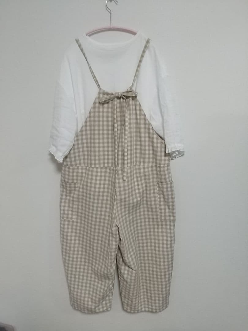 GAUZE# コットンギンガムトラバイユサロペット