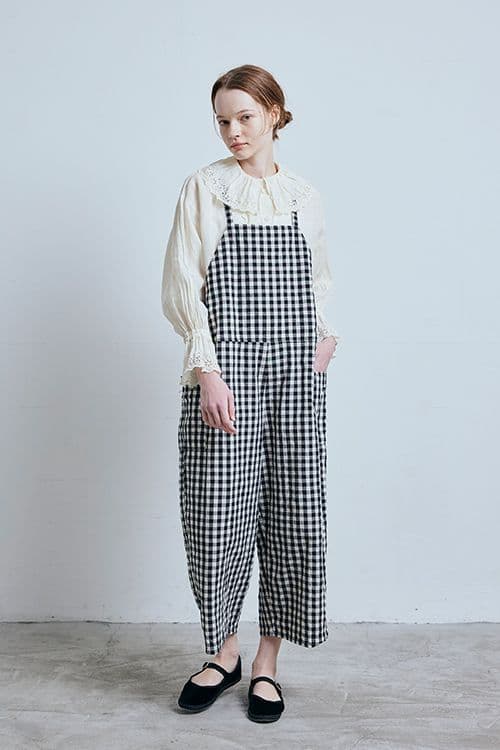 GAUZE# コットンギンガムトラバイユサロペット