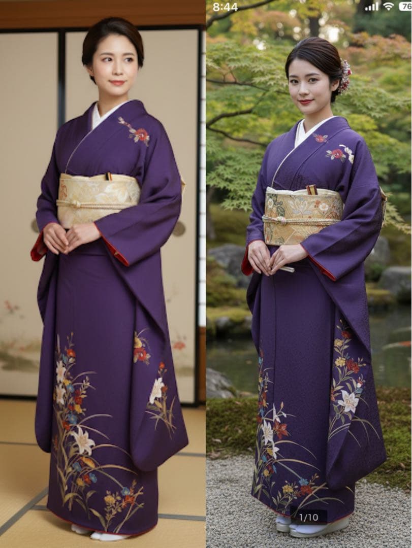 豪華振袖　総刺繍　草花文　金糸　正絹　逸品