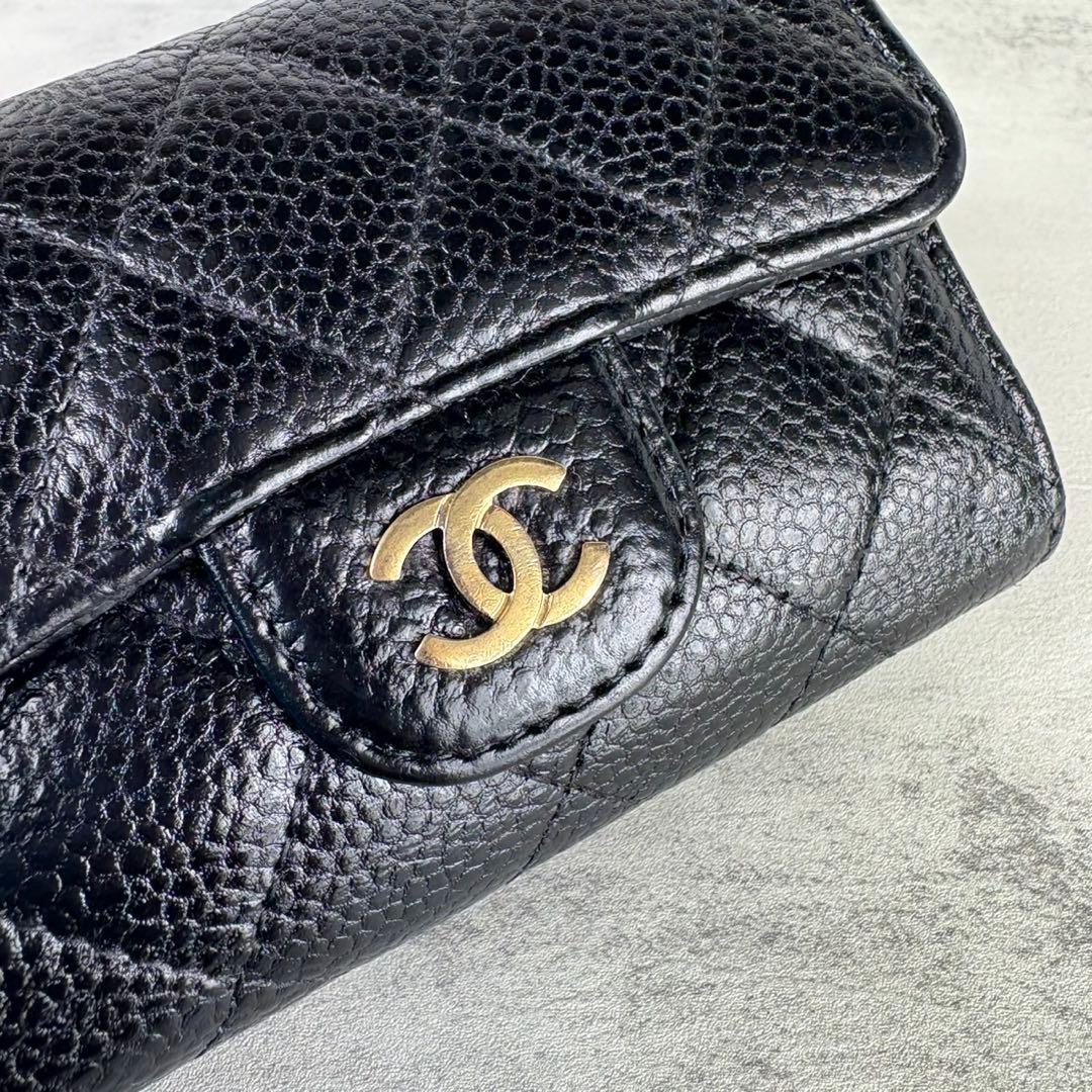 CHANEL キーリング　キーケース　マトラッセ　キャビアスキン　カードケース