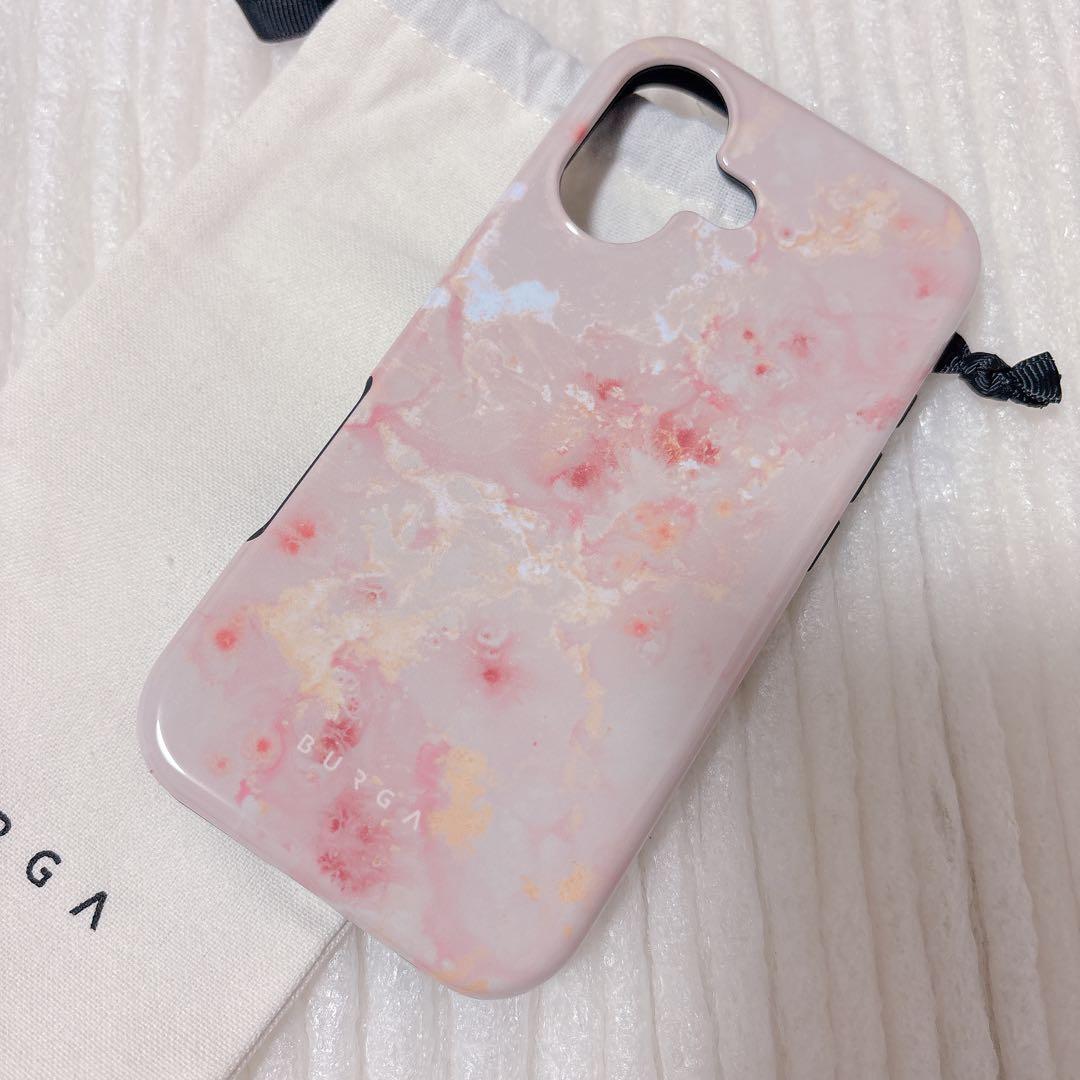 【新品】BURGA マーブルデザイン ハードケース　ピンク　iPhone17