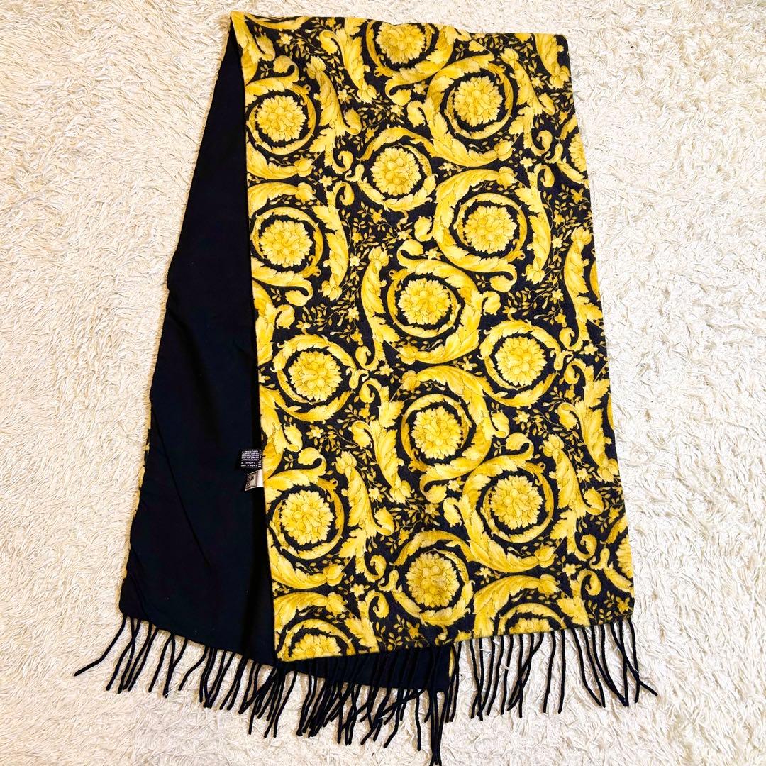 【極希少✨️GIANNI VERSACE】 イタリア製 カシミヤ100%マフラー