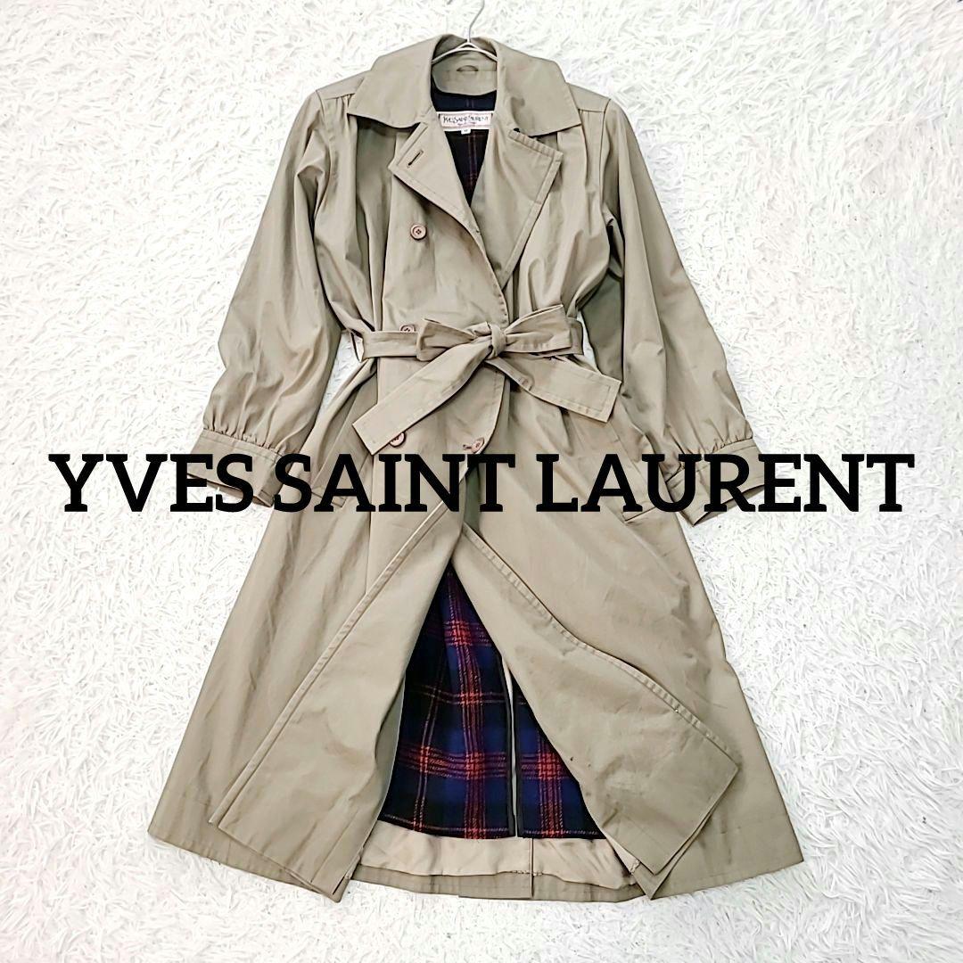 イヴ・サンローラン ライナー付 トレンチコート ベルト ロング 希少 M