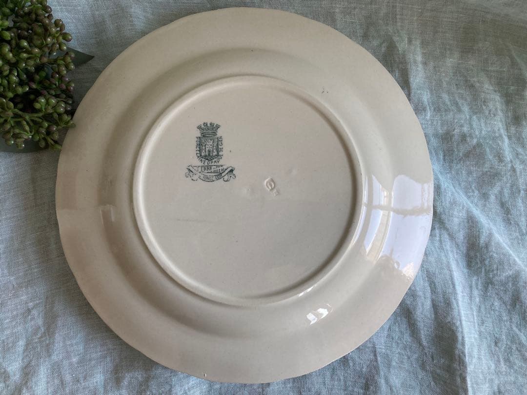 【美品】Gienジアン　Rinceauxランソー 小鳥のアンティーク皿／フランス