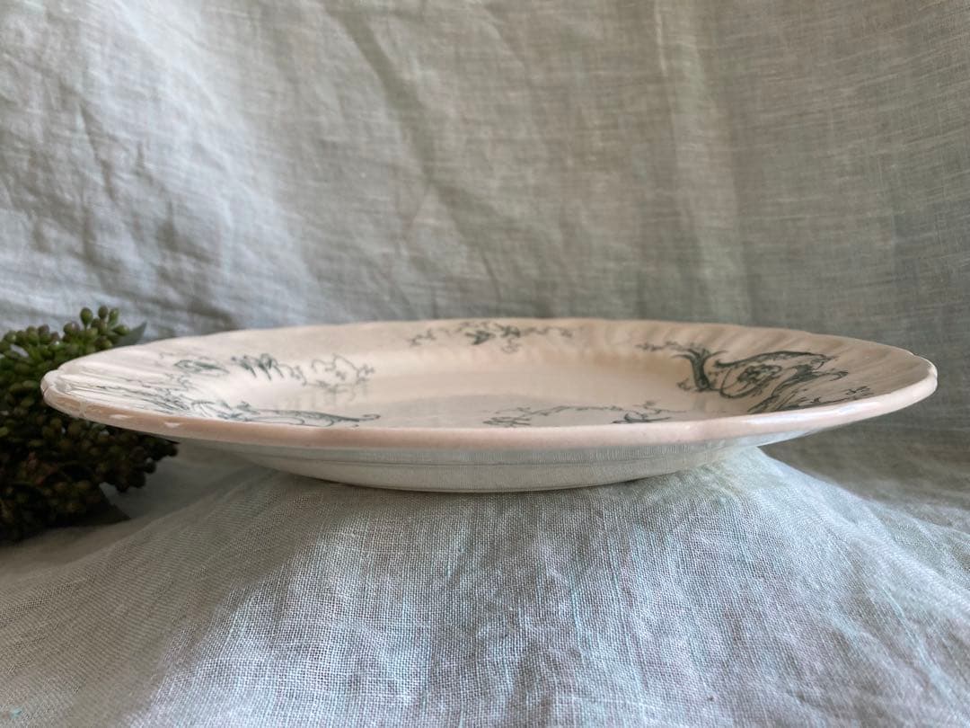 【美品】Gienジアン　Rinceauxランソー 小鳥のアンティーク皿／フランス