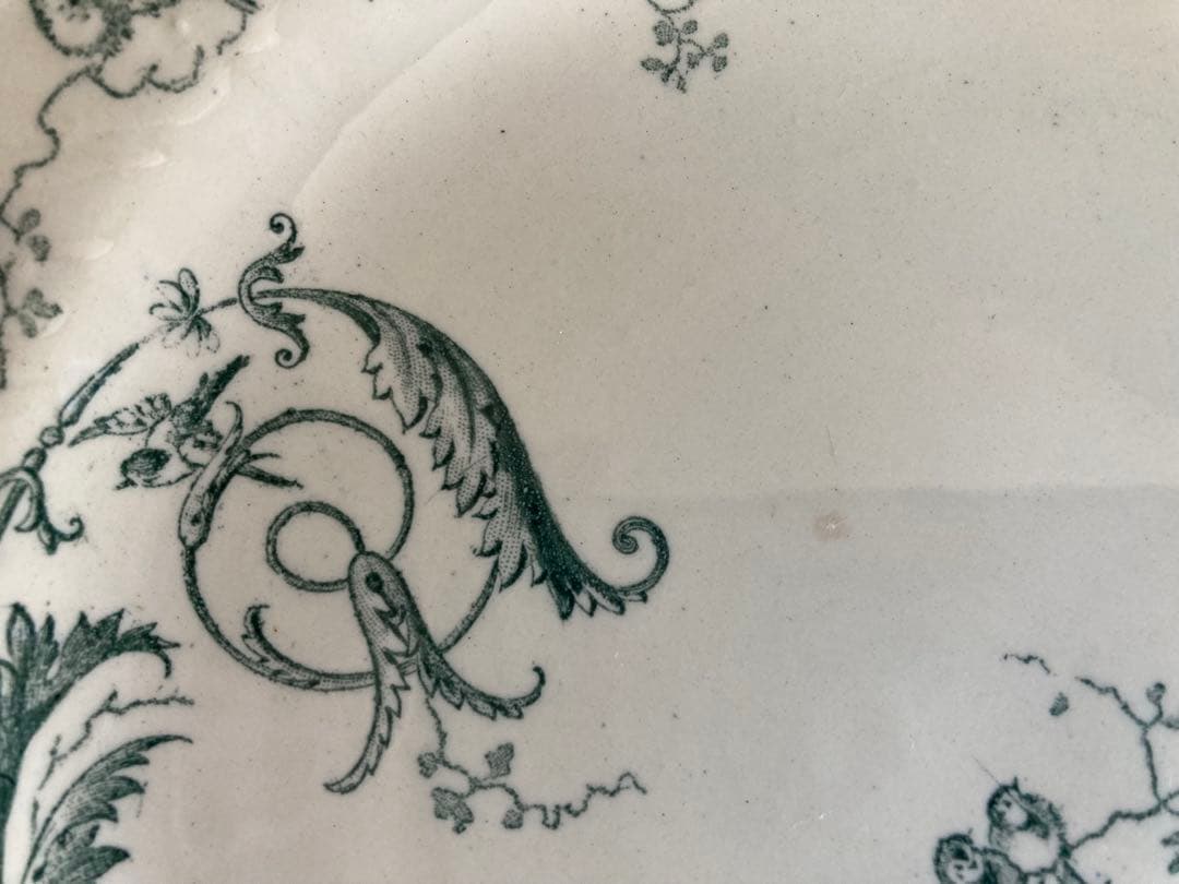 【美品】Gienジアン　Rinceauxランソー 小鳥のアンティーク皿／フランス