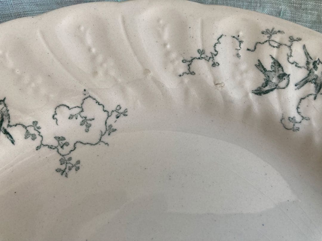 【美品】Gienジアン　Rinceauxランソー 小鳥のアンティーク皿／フランス