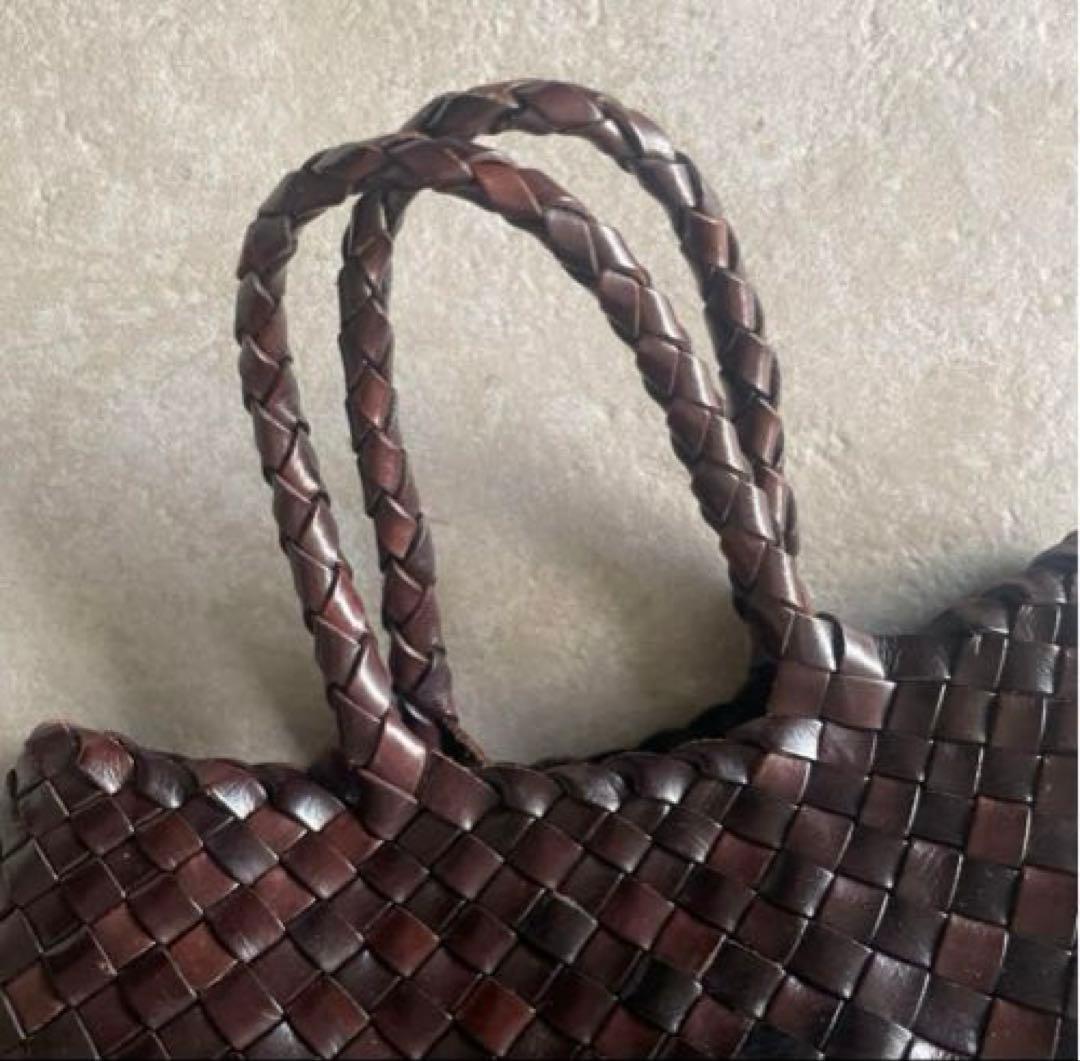 美品　Dragon Diffusion ドラゴン 編み込みレザーバッグ　タン