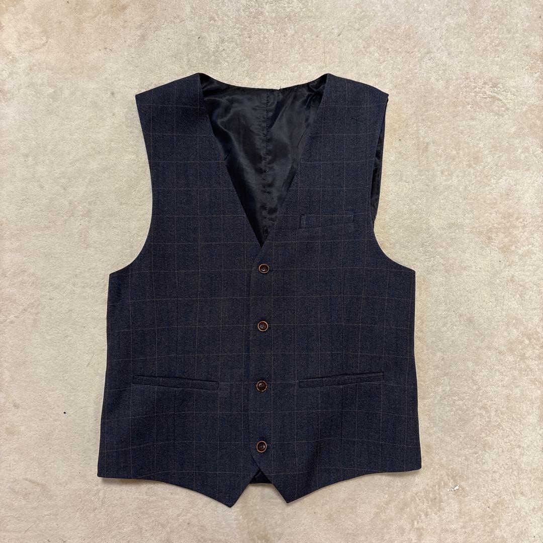 美品⭐️XLサイズ 3ピース　スーツ　ネイビー　チェック　スーツ　大きいサイズ