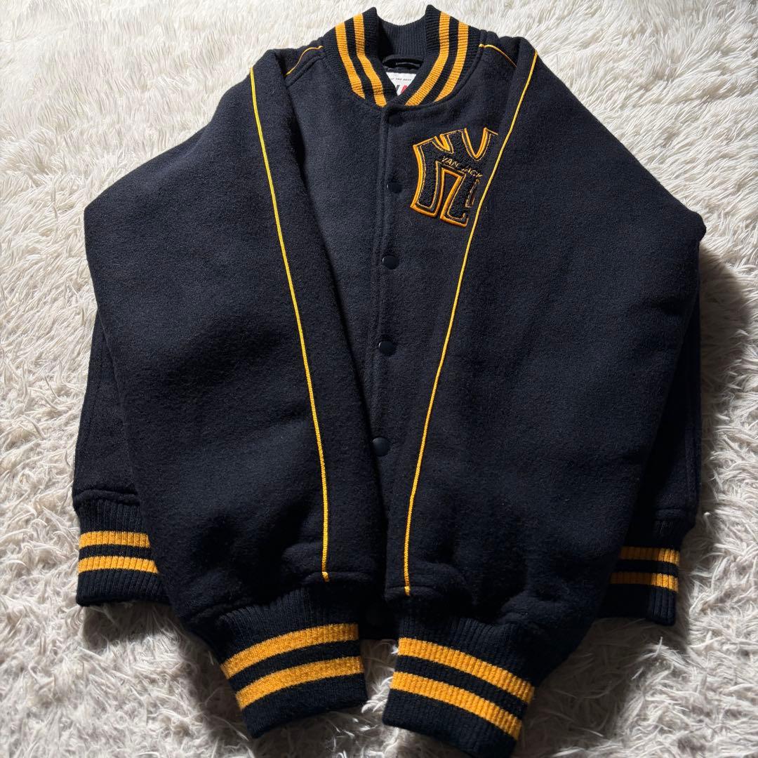 美品■VAN JACKET スタジャン　アーチロゴ　ネイビー　 M