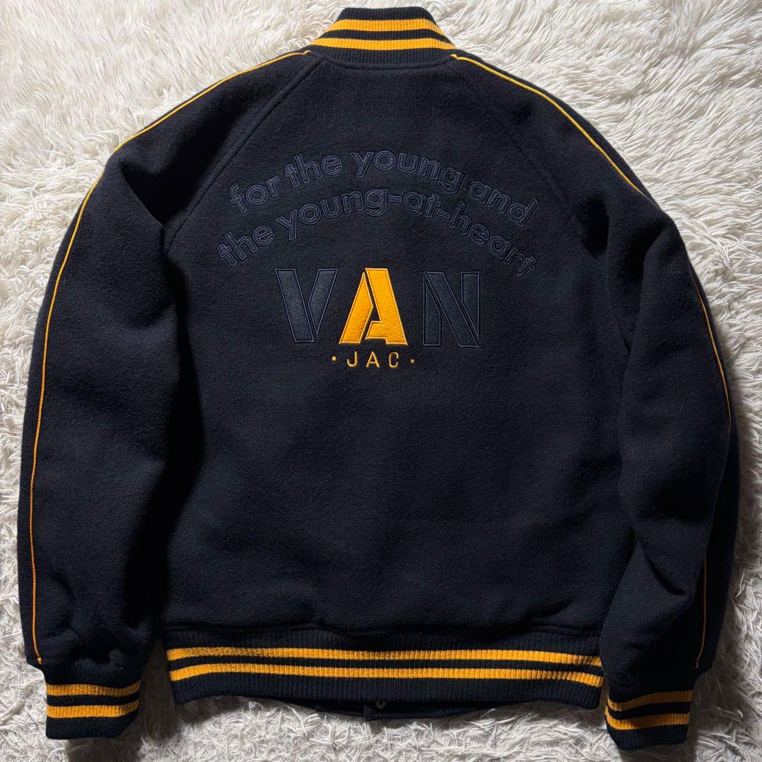 美品■VAN JACKET スタジャン　アーチロゴ　ネイビー　 M
