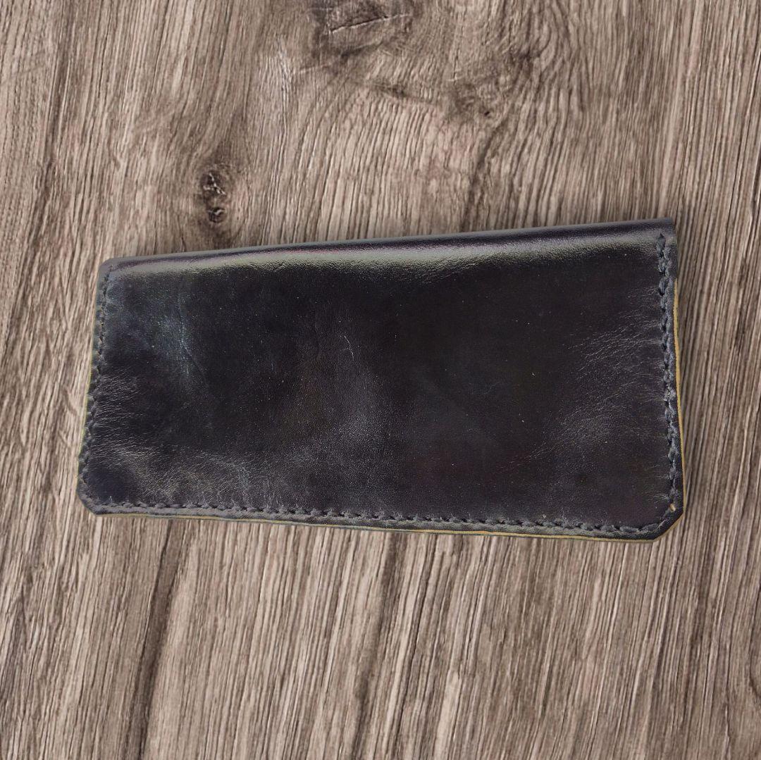 トラッカーウォレット 手染め 黒×茶
