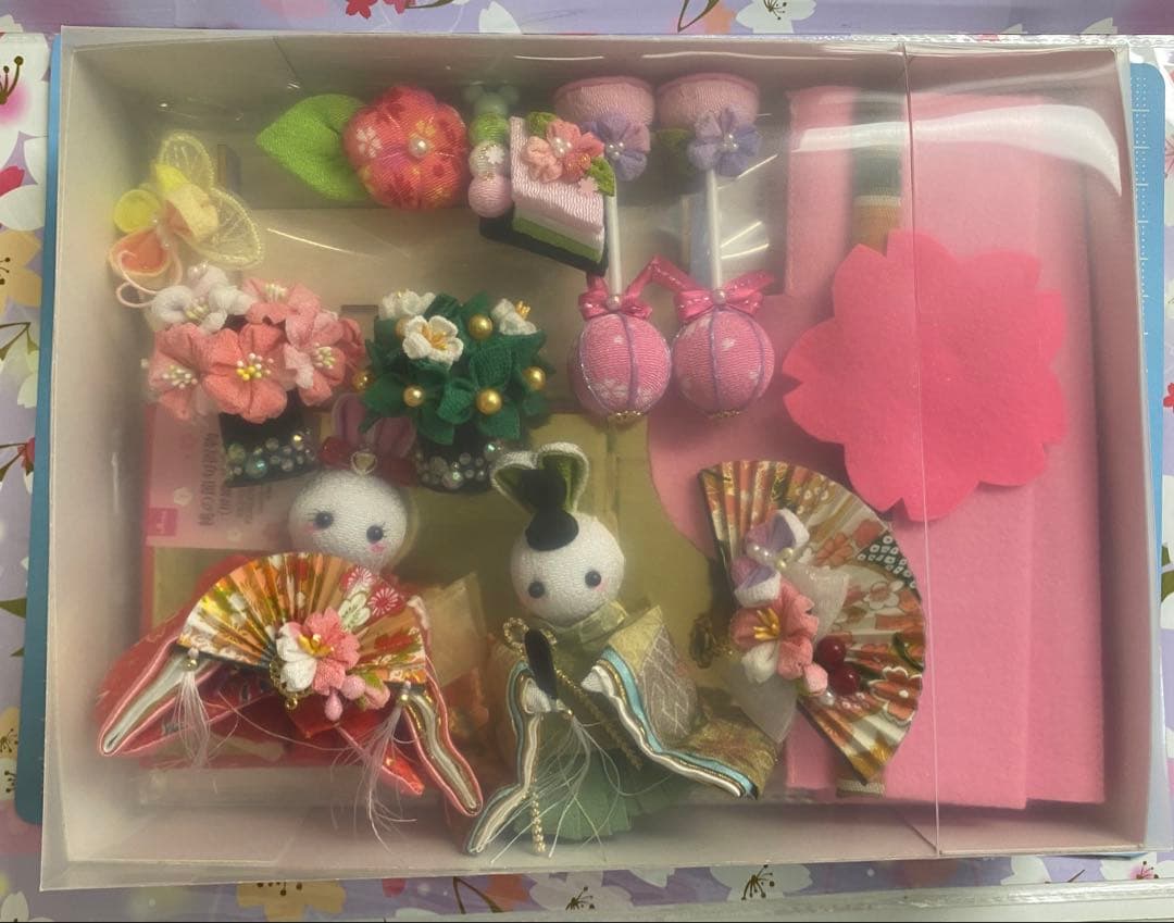 ちりめん細工　つまみ細工　うさぎ雛壇飾り　No.679 ハンドメイド