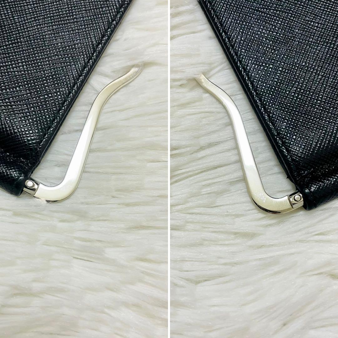 未使用級✨付属完備✨PRADA 二つ折り マネークリップ サフィアーノレザー 黒