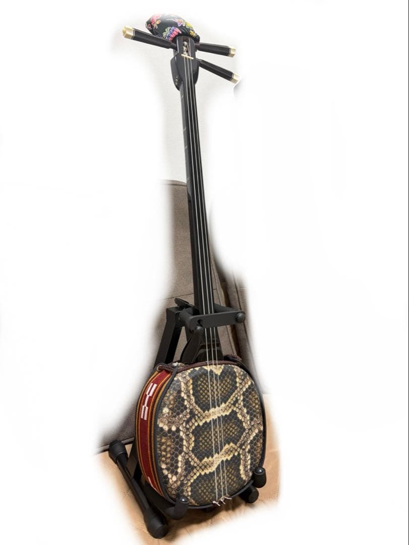 三線本体 人工蛇革　ソフトケース付き　スタンド付き　沖縄　琉球