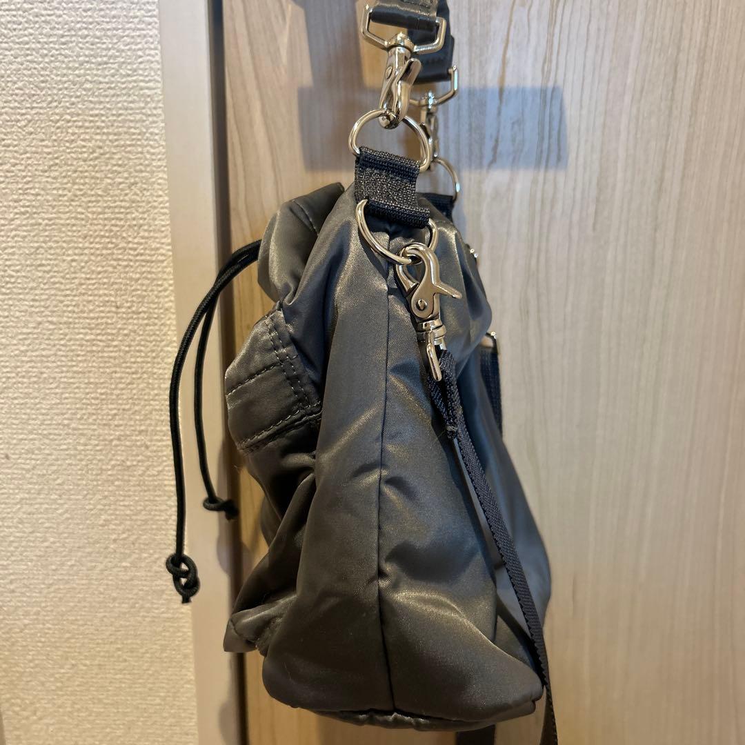 パ*ン様 PORTER グレー ショルダーバッグ バルーンサック 巾着 シルバー