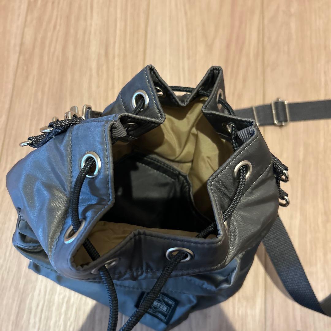 パ*ン様 PORTER グレー ショルダーバッグ バルーンサック 巾着 シルバー