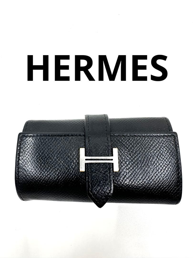 【美品】▢I 刻印 エルメス キーケース べアン 4連 レザー（362_35）