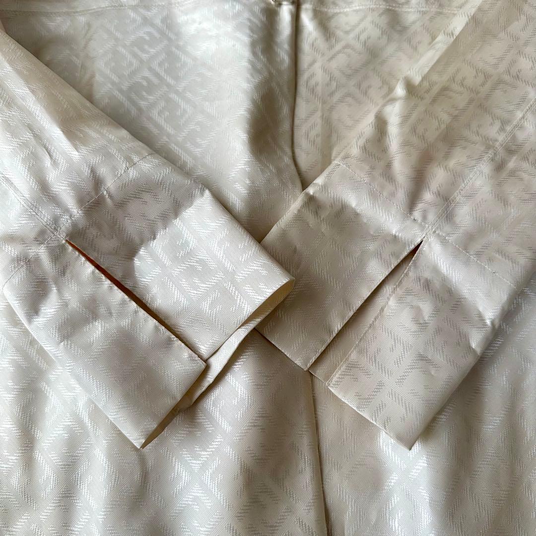 希少カラー FENDI フェンディ ズッカ柄 ステンカラー コート ホワイト L