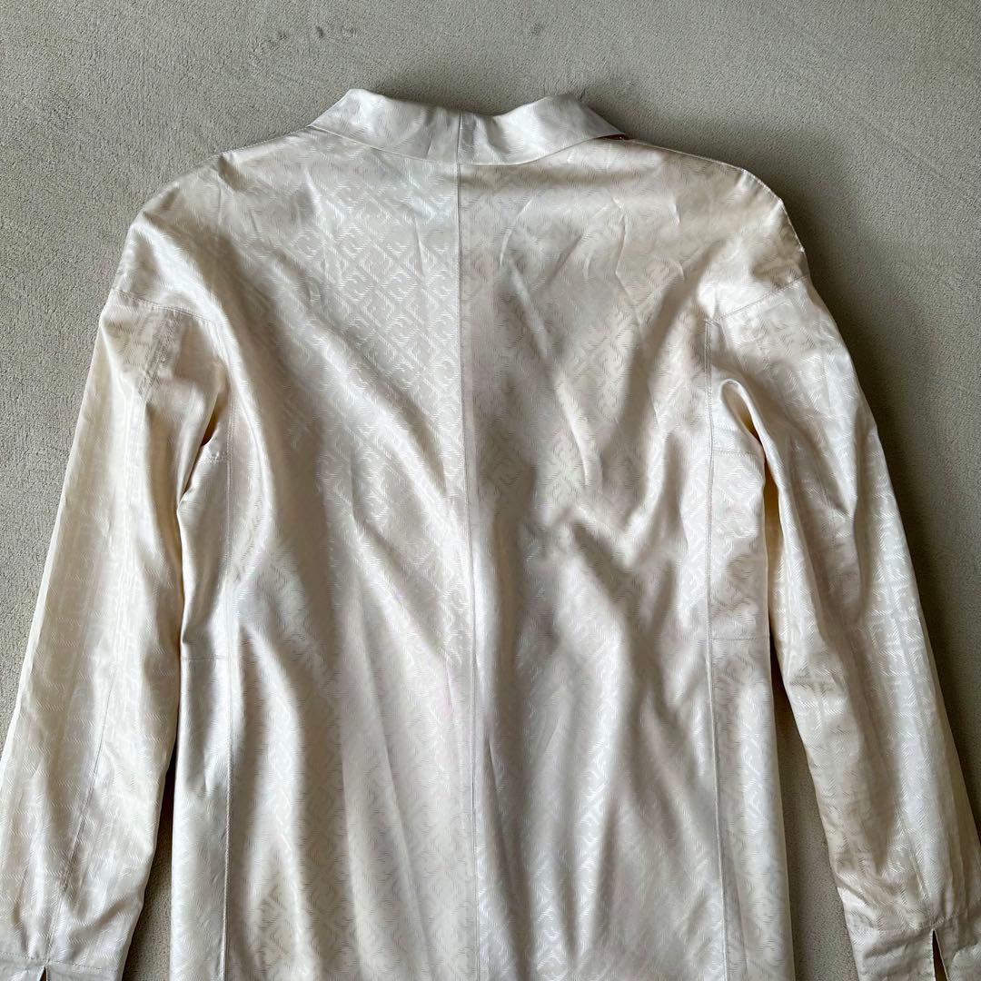 希少カラー FENDI フェンディ ズッカ柄 ステンカラー コート ホワイト L