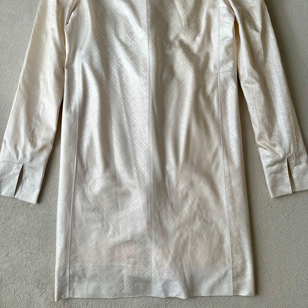 希少カラー FENDI フェンディ ズッカ柄 ステンカラー コート ホワイト L