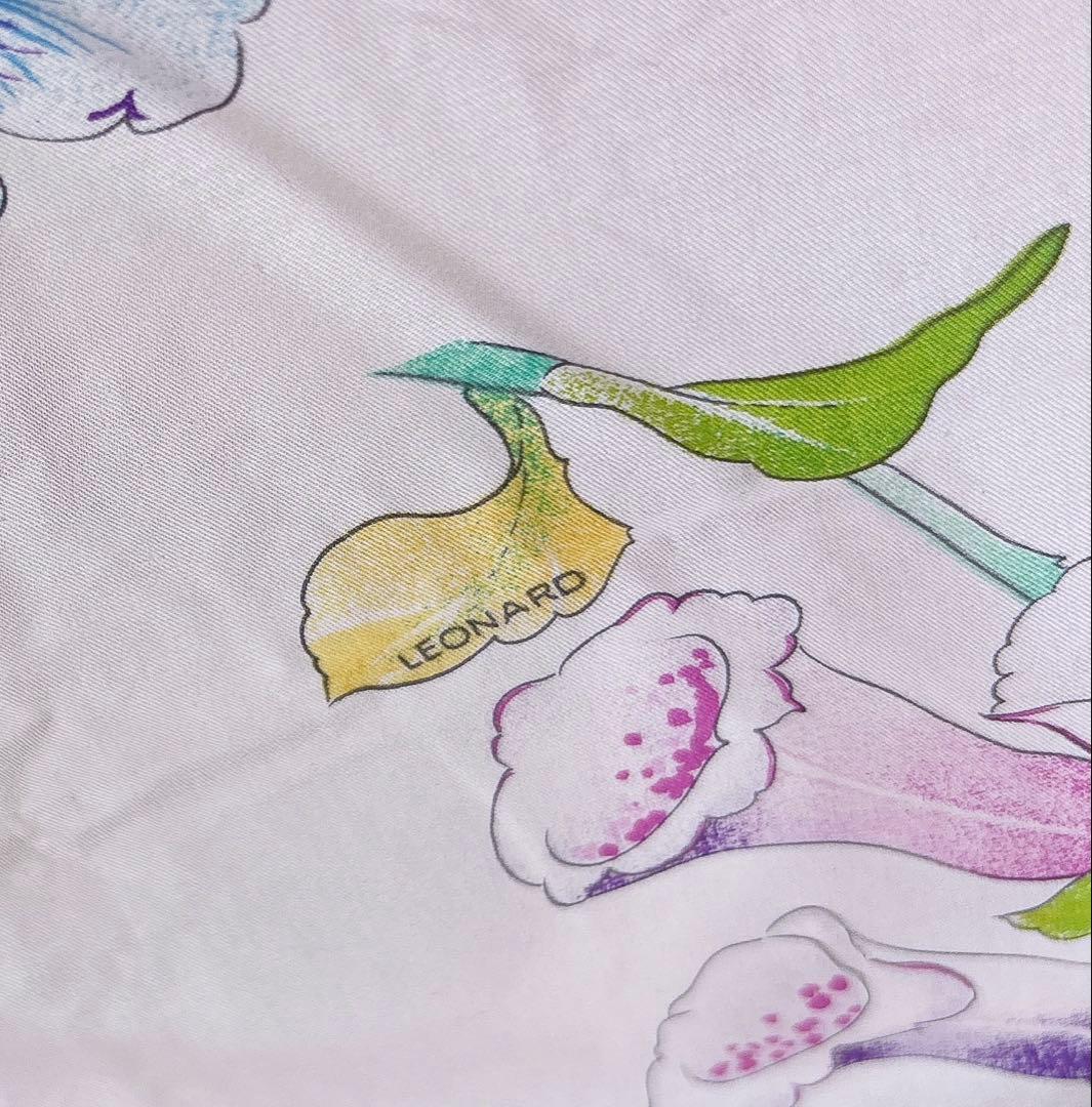 希少 LEONARD FASHION 高級 シルク　掛け布団　花柄