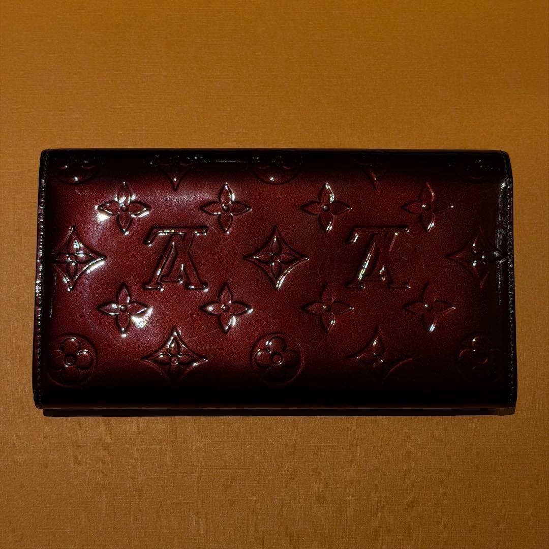 【美品】VUITTON ヴィトン 長財布 ウォレット エナメル ディープカラー