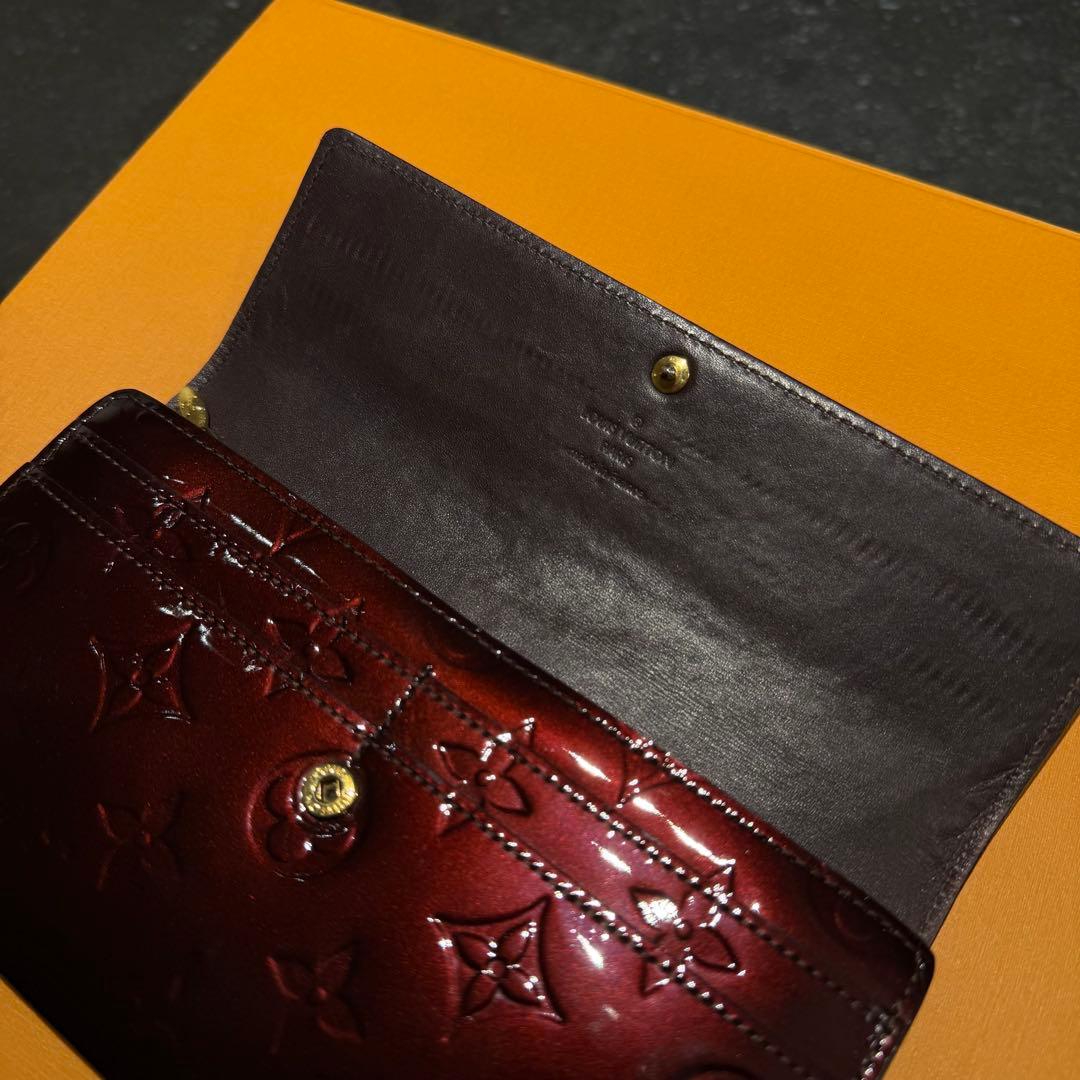 【美品】VUITTON ヴィトン 長財布 ウォレット エナメル ディープカラー