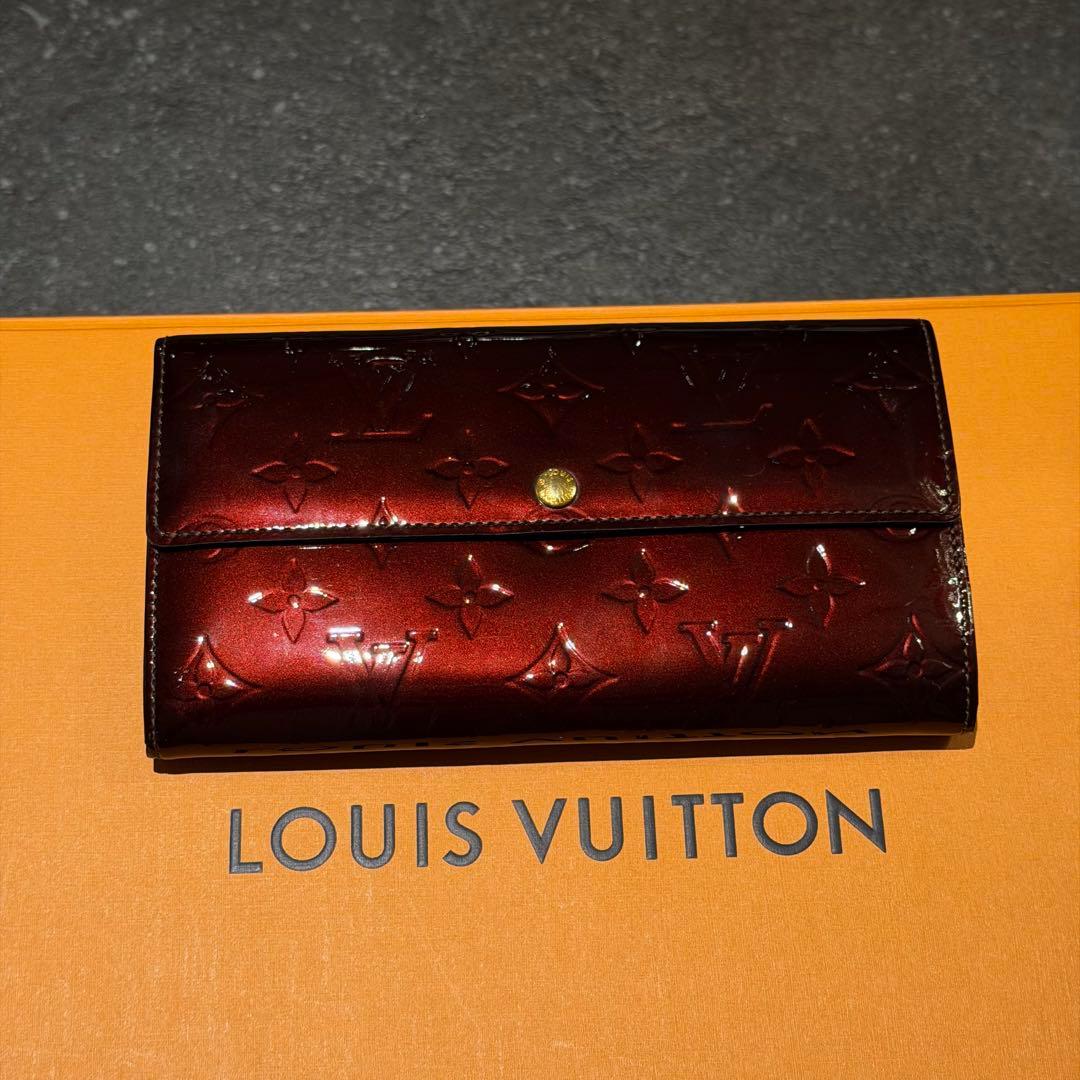 【美品】VUITTON ヴィトン 長財布 ウォレット エナメル ディープカラー